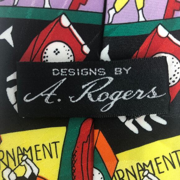 Black Cartoonish Golf Tie - Picture 5 of 5